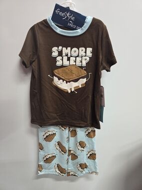 Freestyle Kids Brown & Light Blue S'more Sleep Pajama Set